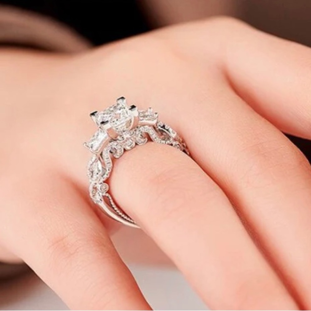 NEW 925 Sterling Silver Diamond Ring ring sz 6